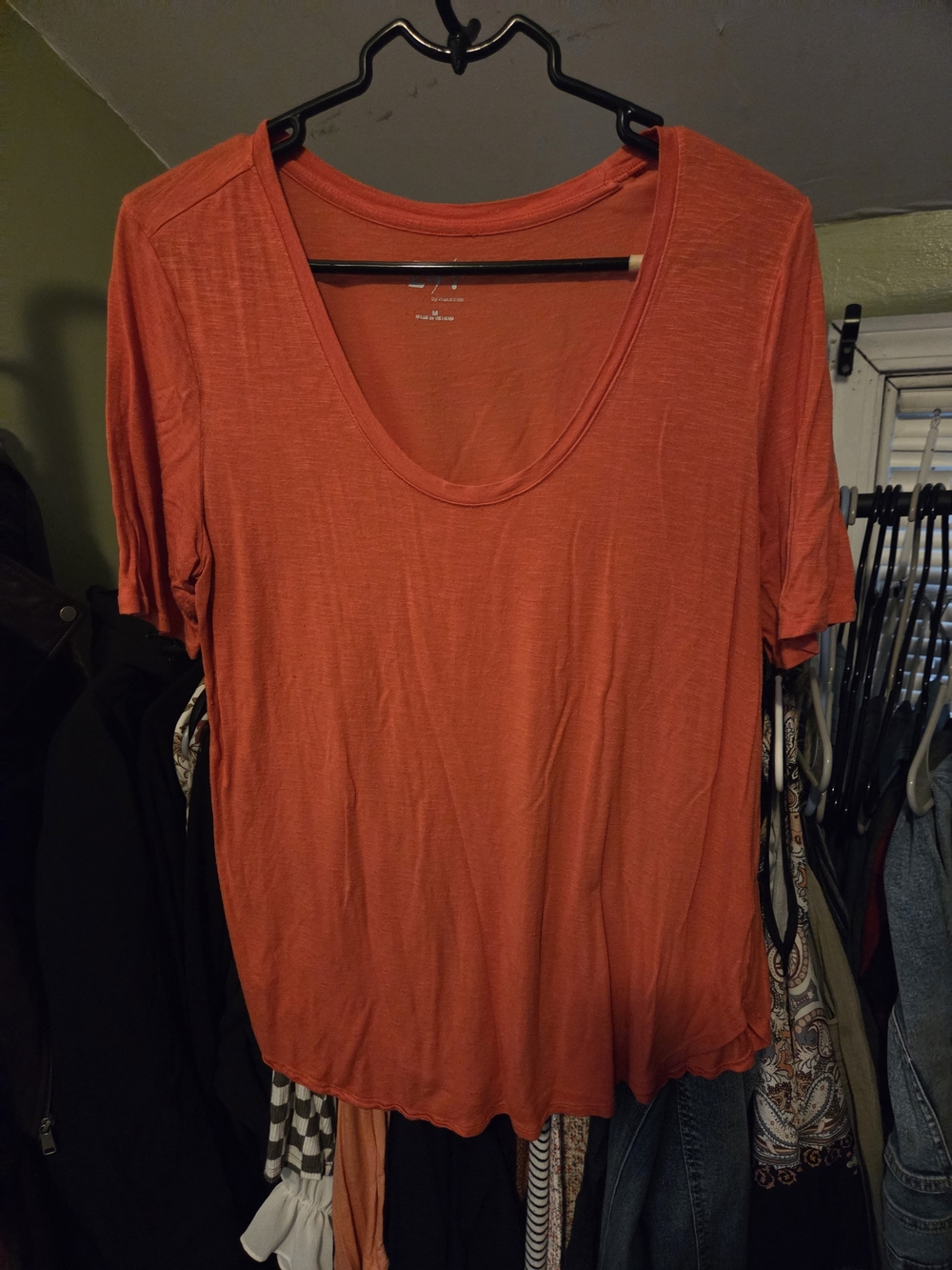 Maurices 24/7 Short Sleeve Scoop Neck Top - Rust Orange